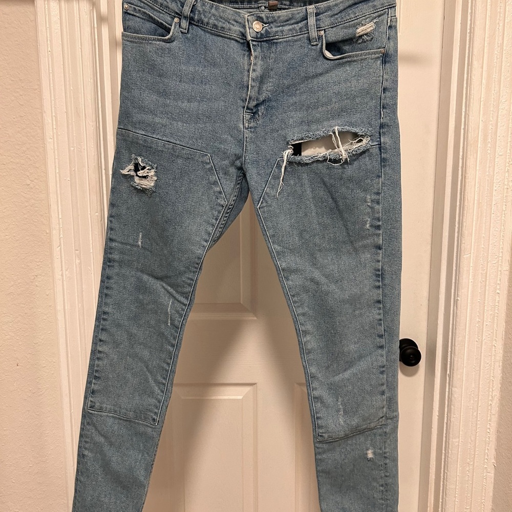 ASOS Light Blue Distressed Slim Jeans
